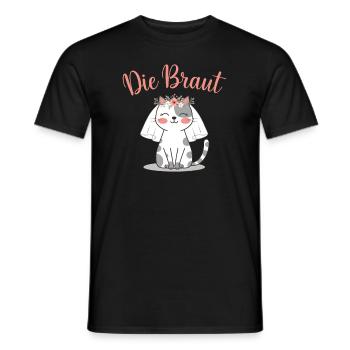 Bride Bride To Be Cat Kitten Engagement Bachelor Party - Men's T-Shirt - black - Front - AI Model Male 178 light (178cm)
