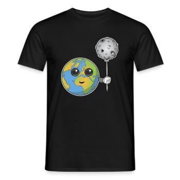 La Terre avec un ballon lunaire - T-shirt homme - noir - Devant - AI Model Male 178 light (178cm)