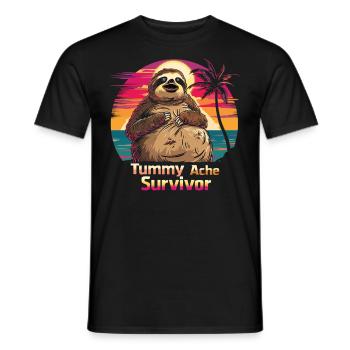 Funny Sloth Meme Stomach Ache - Men's T-Shirt - black - Front - AI Model Male 178 light (178cm)