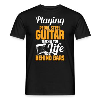 Pedal Steel Guitarist String Instrument Mountain - Men's T-Shirt - black - Front - AI Model Male 178 light (178cm)