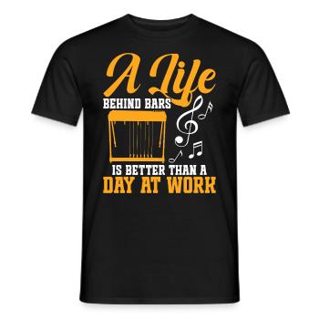 Pedal Steel Guitarist String Instrument Mountain - Men's T-Shirt - black - Front - AI Model Male 178 light (178cm)