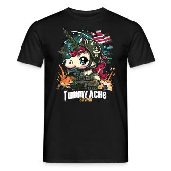 Funny Unicorn Meme Stomach Ache - Men's T-Shirt - black - Front - AI Model Male 178 light (178cm)