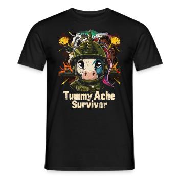 Funny Unicorn Meme Stomach Ache - Men's T-Shirt - black - Front - AI Model Male 178 light (178cm)