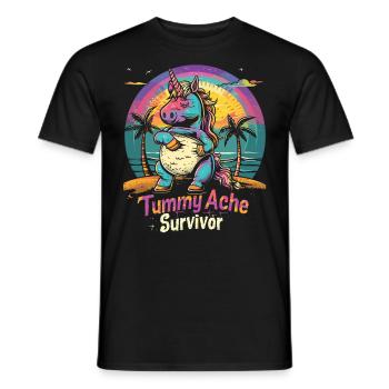 Funny Unicorn Meme Stomach Ache - Men's T-Shirt - black - Front - AI Model Male 178 light (178cm)