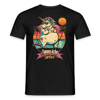 Funny Unicorn Meme Stomach Ache - Men's T-Shirt - black - Front - AI Model Male 178 light (178cm)