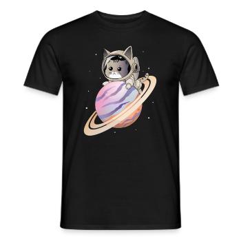 Space Cat - Men's T-Shirt - black - Front - AI Model Male 178 light (178cm)