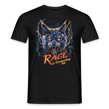 Cat Rage Consumes Me Humor Meme - Männer T-Shirt - Schwarz - Vorne - AI Model Male 178 light (178cm)