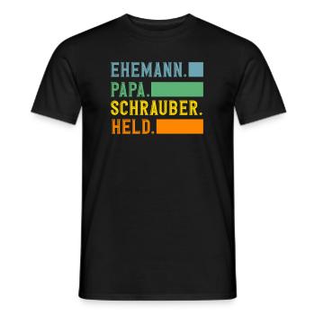 Husband Dad Mechanic Hero - Men's T-Shirt - black - Front - AI Model Male 178 light (178cm)