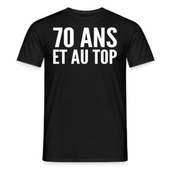 70 Jahre alt und an der Spitze - Männer T-Shirt - Schwarz - Vorne - AI Model Male 178 light (178cm)