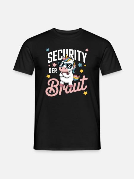 Security der Braut Einhorn JGA Gruppen Shirt - Männer T-Shirt - Schwarz