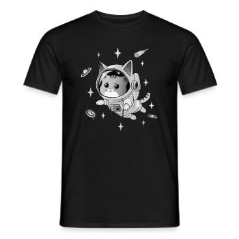 Chat astronaute - T-shirt homme - noir - Devant - AI Model Male 178 light (178cm)