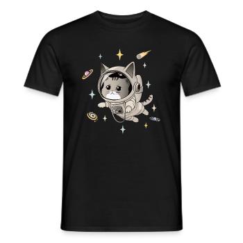 Astronaut Cat in Space - Men's T-Shirt - black - Front - AI Model Male 178 light (178cm)