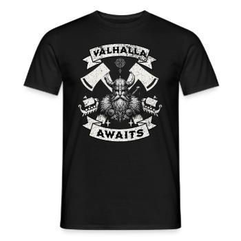 Valhalla Awaits – Wikinger Krieger Design - Männer T-Shirt - Schwarz - Vorne - AI Model Male 178 light (178cm)