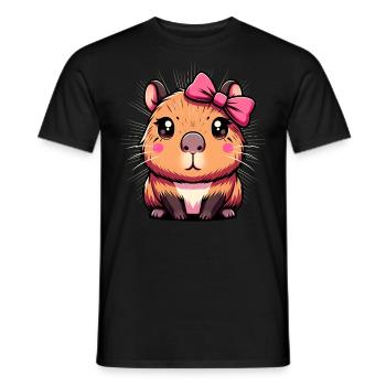 Süßes Capybara Rosa Schleife Capybara - Männer T-Shirt - Schwarz - Vorne - AI Model Male 178 light (178cm)