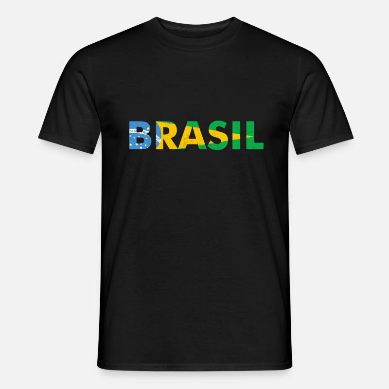 Conception de drapeau du Brésil en couleurs nationales - T-shirt homme - noir
