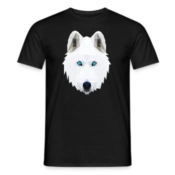 Wolf weißer Wolf blaue Augen Polygon - Männer T-Shirt - Schwarz - Vorne - AI Model Male 178 light (178cm)