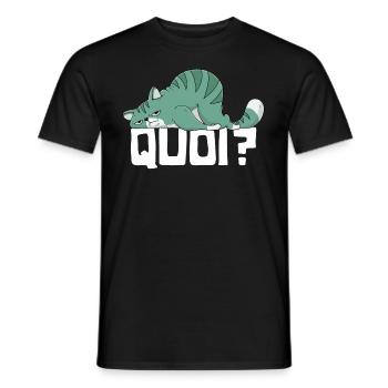 Chat Quoi Cadeau Humour Chat Chaton Femme Fille - T-shirt homme - noir - Devant - AI Model Male 178 light (178cm)