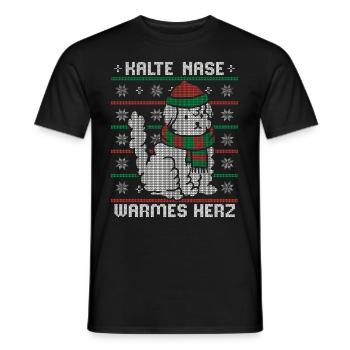 KALTE NASE WARMES HERZ Ugly Christmas Design Hund - Männer T-Shirt - Schwarz - Vorne - AI Model Male 178 light (178cm)