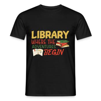 Library Adventure - Men's T-Shirt - black - Front - AI Model Male 178 light (178cm)