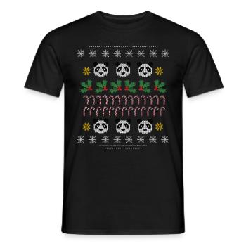 Ugly Christmas Pattern Panda - Men's T-Shirt - black - Front - AI Model Male 178 light (178cm)