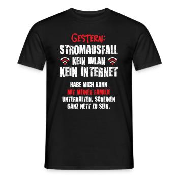 Gestern Stromausfall kein Internet kein WLAN Gamer - Männer T-Shirt - Schwarz - Vorne - AI Model Male 178 light (178cm)
