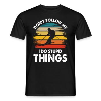Skier skiing sport skiing ski gift - Men's T-Shirt - black - Front - AI Model Male 178 light (178cm)