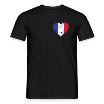 France Heart Flag France Patriot Fan - T-shirt homme - noir - Devant - AI Model Male 178 light (178cm)