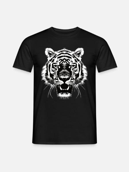 Tiger Kopf - Motiv Raubkatze - Männer T-Shirt - Schwarz