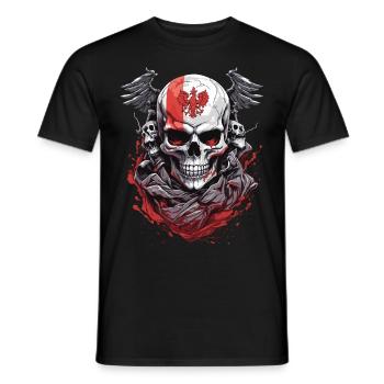Polish Skull: Patriotic Flag - Men's T-Shirt - black - Front - AI Model Male 178 light (178cm)