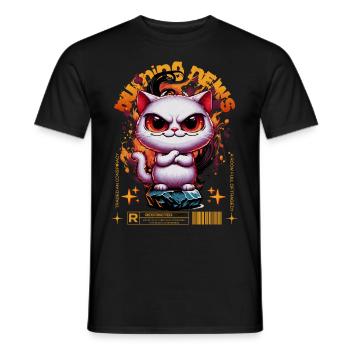 BURNING NEWS Attention chat - T-shirt homme - noir - Devant - AI Model Male 178 light (178cm)