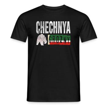 Drapeau tchétchène, Grozny Tchétchénie, tchétchène - T-shirt homme - noir - Devant - AI Model Male 178 light (178cm)
