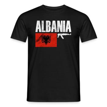 Albania Fighter, Proud Albania Flag, Albania - Men's T-Shirt - black - Front - AI Model Male 178 light (178cm)