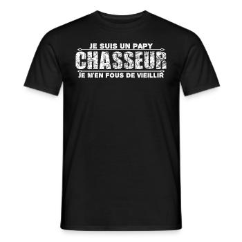 e suis un papy chasseur cadeau grand-père. - T-shirt homme - noir - Devant - AI Model Male 178 light (178cm)