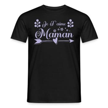 Je t'aime maman , cadeau maman. Cadeau mère. - T-shirt homme - noir - Devant - AI Model Male 178 light (178cm)