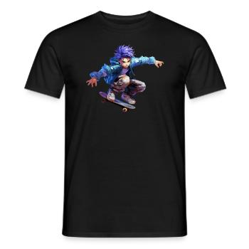 Anime Skater - T-shirt homme - noir - Devant - AI Model Male 178 light (178cm)
