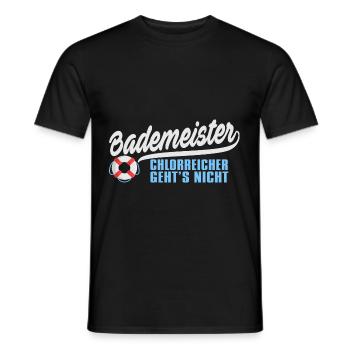 Bademeister Schwimmen Freibad Schwimmbad Geschenk - Männer T-Shirt - Schwarz - Vorne - AI Model Male 178 light (178cm)