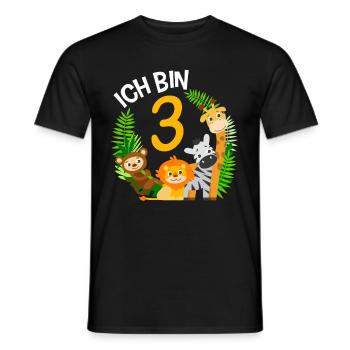 3rd birthday shirt jungle third - Men's T-Shirt - black - Front - AI Model Male 178 light (178cm)
