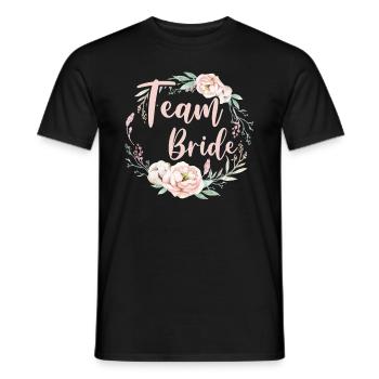 Team Bride Bride Flower Wreath Flowers Engagement JGA - Men's T-Shirt - black - Front - AI Model Male 178 light (178cm)