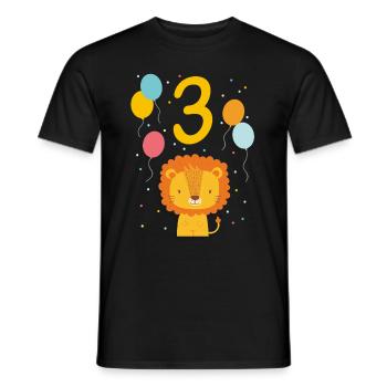 3e anniversaire T-shirt de l’anniversaire Lion troisième - T-shirt homme - noir - Devant - AI Model Male 178 light (178cm)