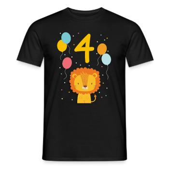 4th birthday shirt lion fourth geb - Men's T-Shirt - black - Front - AI Model Male 178 light (178cm)