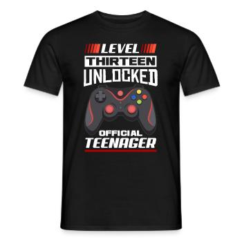 13th birthday boy teenager birthday gamer - Men's T-Shirt - black - Front - AI Model Male 178 light (178cm)