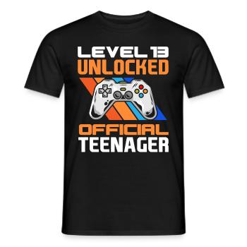 13th birthday boy teenager birthday gamer - Men's T-Shirt - black - Front - AI Model Male 178 light (178cm)