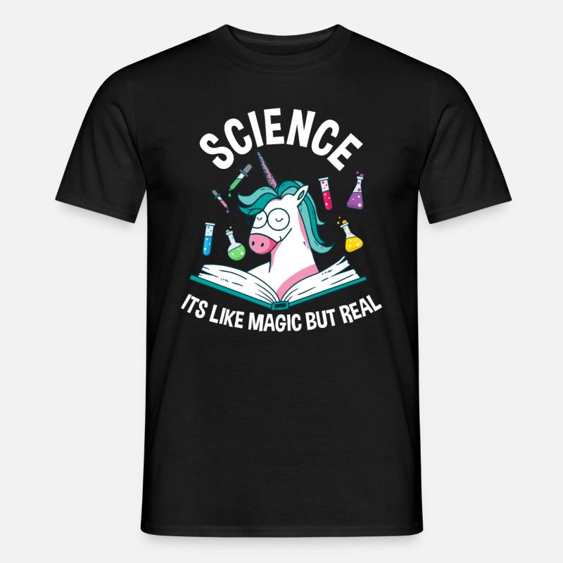 Science Is Like Magic But Real Unicorn - Männer T-Shirt - Schwarz