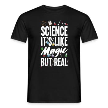 Funny Science It's Like Magic But Real - Men's T-Shirt - black - Front - AI Model Male 178 light (178cm)