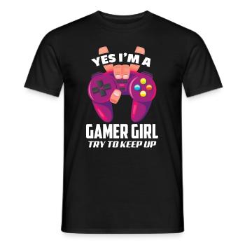Gamer Girl Gamerin Zockerin Zocken Gamer - Männer T-Shirt - Schwarz - Vorne - AI Model Male 178 light (178cm)