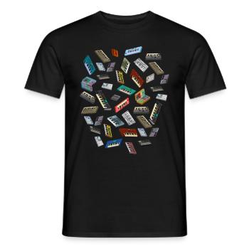 Synthétiseur Pixel Art - T-shirt homme - noir - Devant - AI Model Male 178 light (178cm)