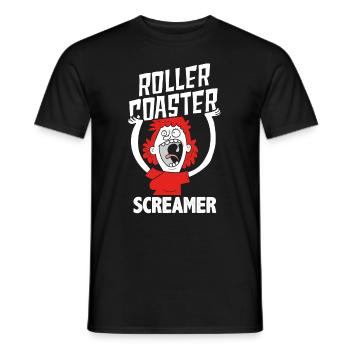 Funny roller coaster lover theme park fun fair - Men's T-Shirt - black - Front - AI Model Male 178 light (178cm)