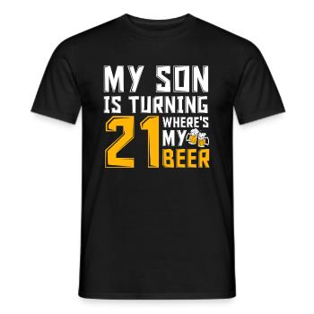 21e anniversaire 21 ans fils papa maman T-shirt - T-shirt homme - noir - Devant - AI Model Male 178 light (178cm)
