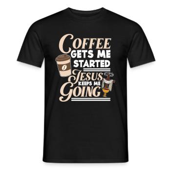 Kaffee Und Jesus Christus Christ Religion Religiös - Männer T-Shirt - Schwarz - Vorne - AI Model Male 178 light (178cm)