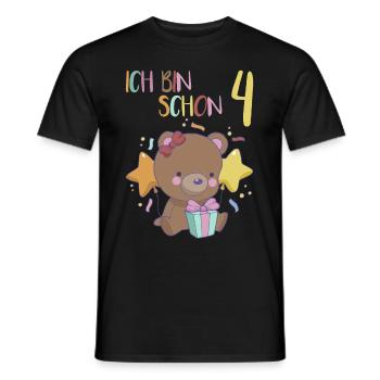4. Geburtstag Mädchen 4 Jahre Bär Ich Bin 4 - Männer T-Shirt - Schwarz - Vorne - AI Model Male 178 light (178cm)